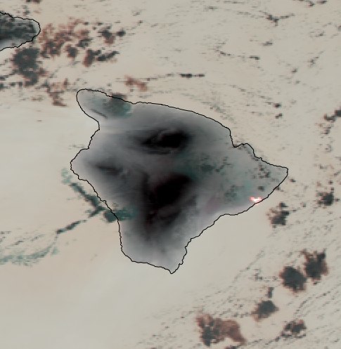 NOAA-18 AVHRR Ch 3/4/5<br>Mar 19, 2007<br>Hawaiian lava flows